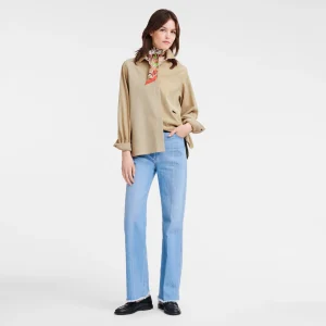 Longchamp Gerades Hemd aus Leder^Damen Tops & Blusen