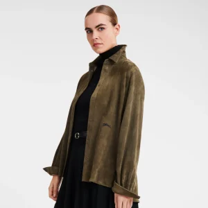 Longchamp Gerades Hemd aus Leder^Damen Tops & Blusen