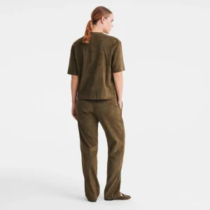 Longchamp Kurztop aus Leder^Damen Tops & Blusen