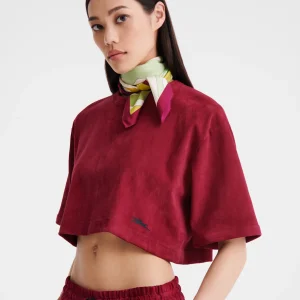 Longchamp Kurztop aus Leder^Damen Tops & Blusen