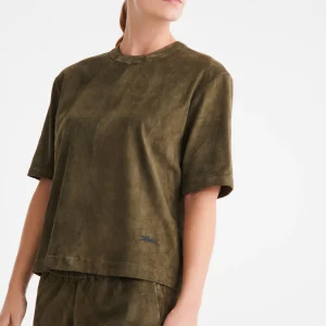 Longchamp Kurztop aus Leder^Damen Tops & Blusen